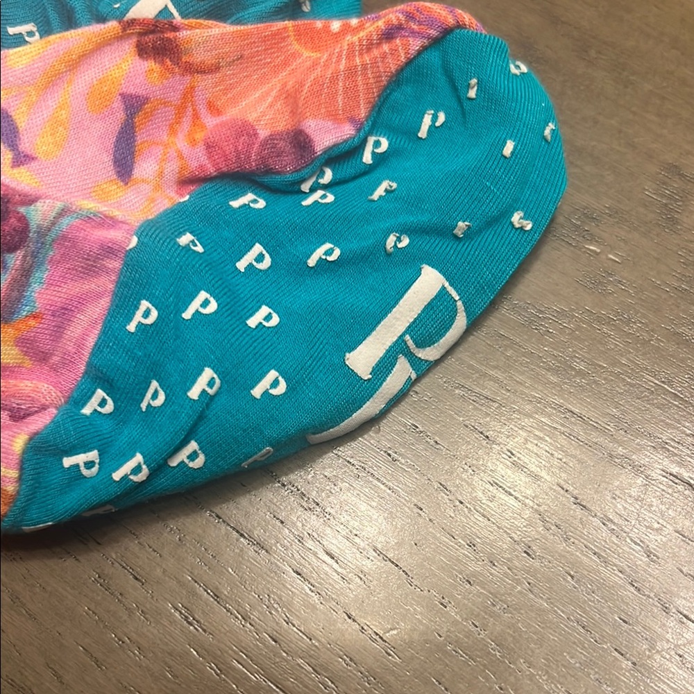 Posh Peanut Pink and Blue Floral Footies One Piece - Picture 4 of 4